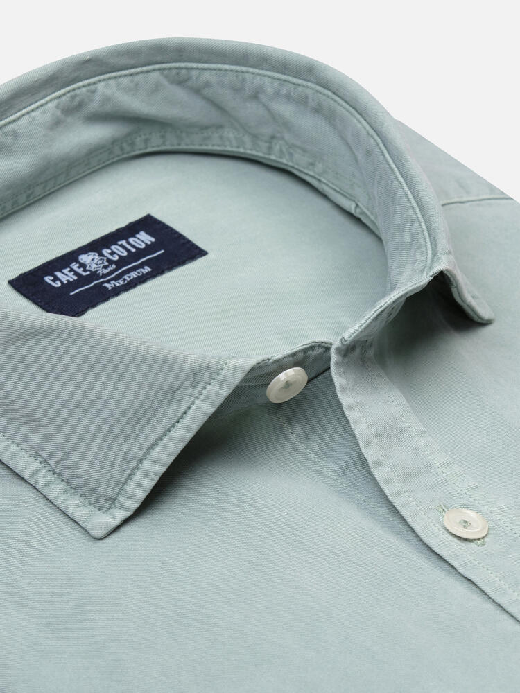 Camicia Lio in gabardina lavata mandorla