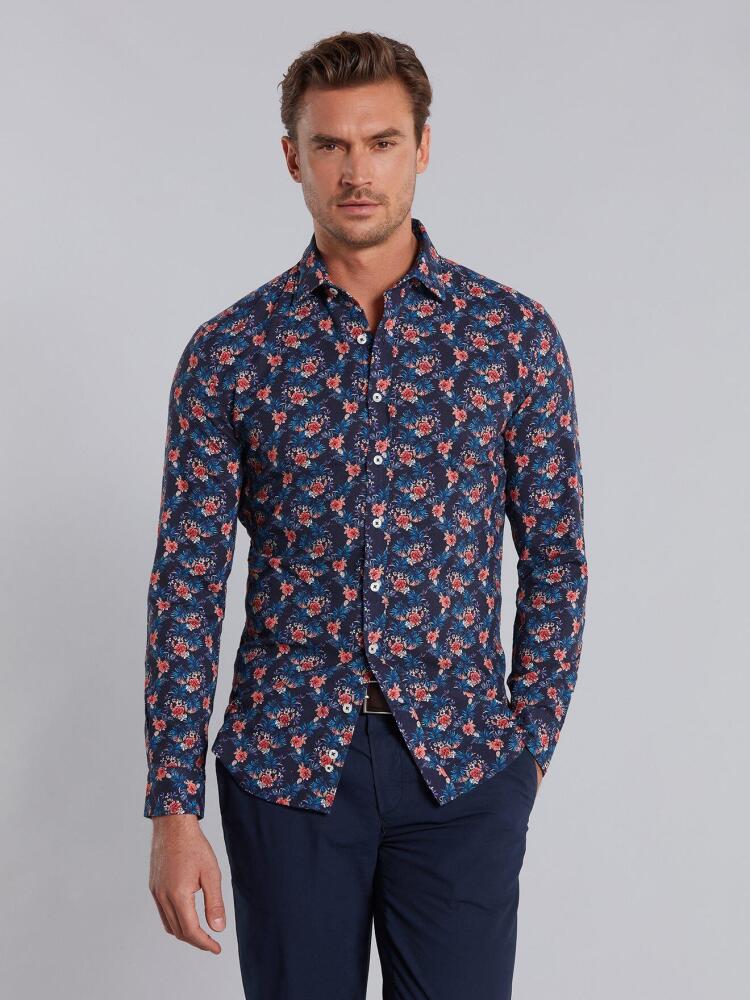 Chemise Nigel en lin &agrave; imprim&eacute; tropical