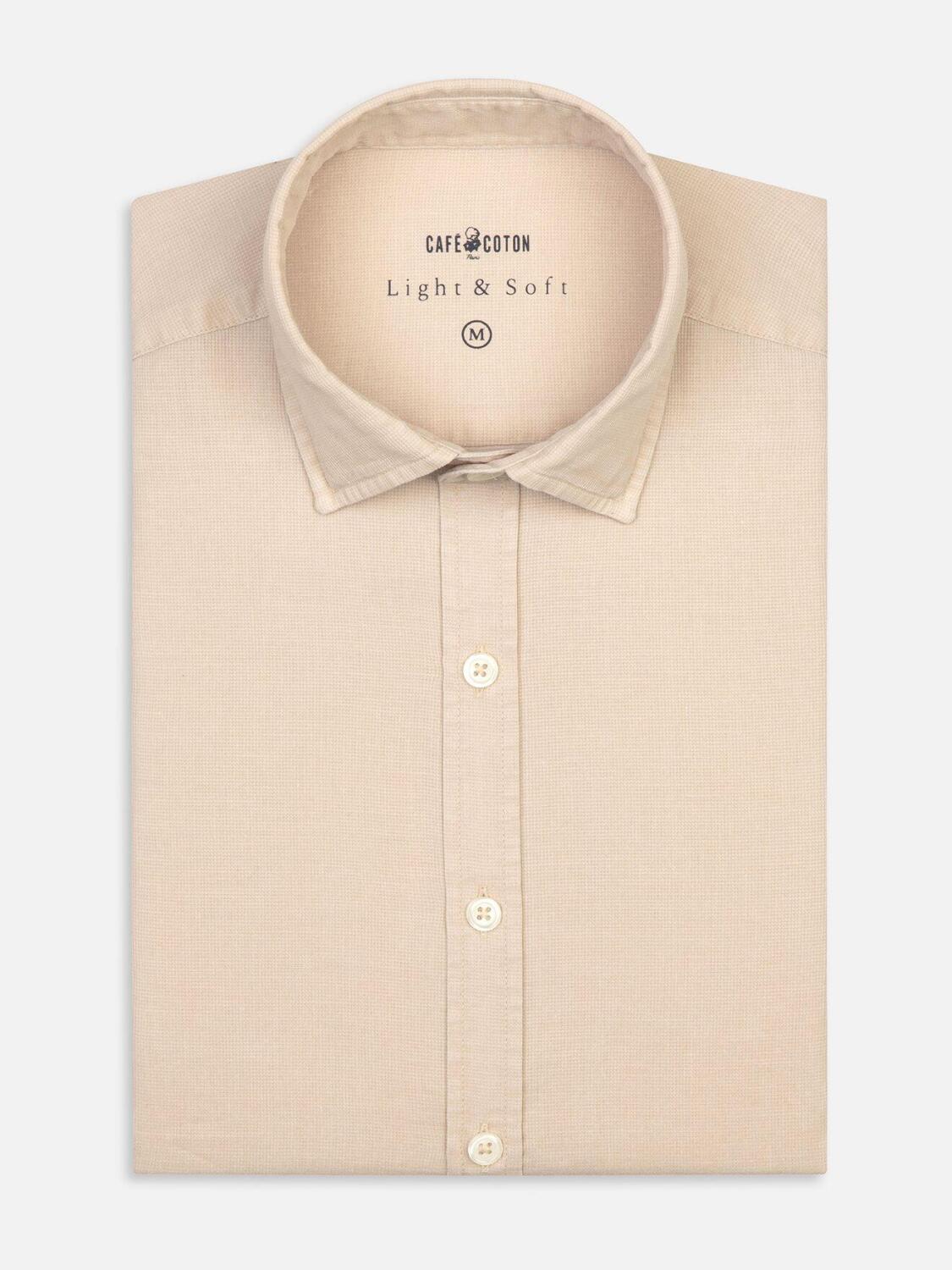 Chemise en piqué délavé sable