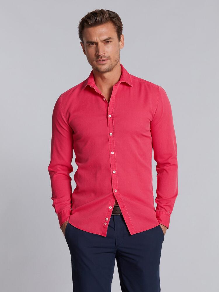 Chemise en piqué délavé rouge