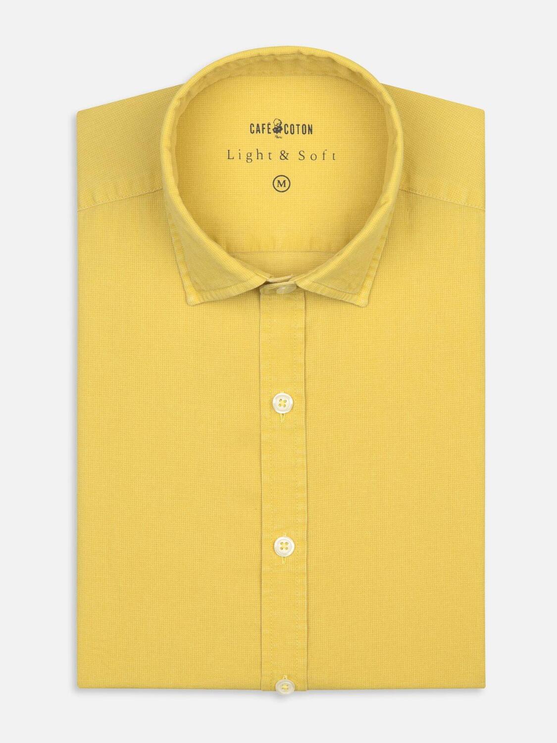 Chemise en piqu&eacute; d&eacute;lav&eacute; jaune