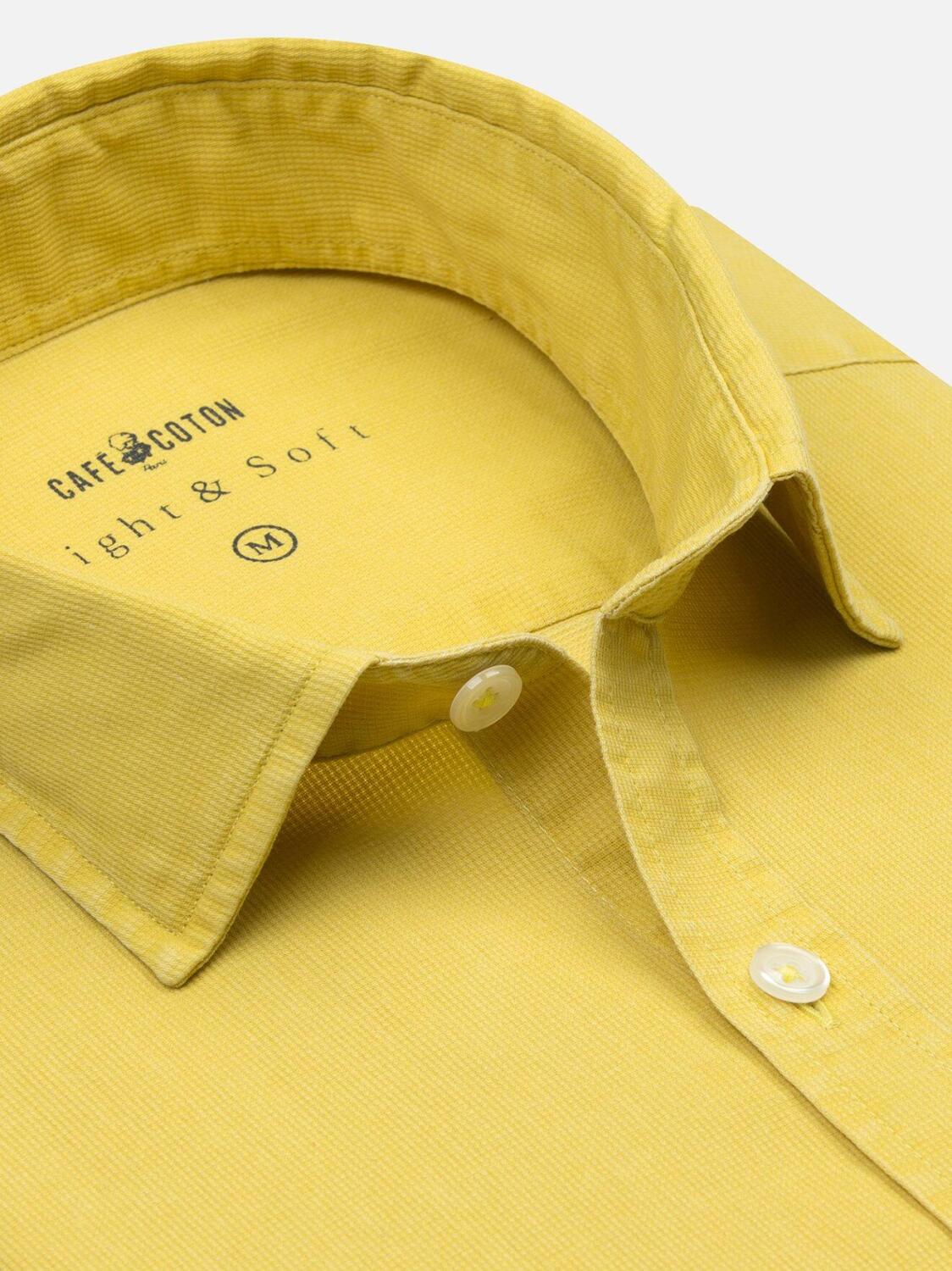 Chemise en piqu&eacute; d&eacute;lav&eacute; jaune