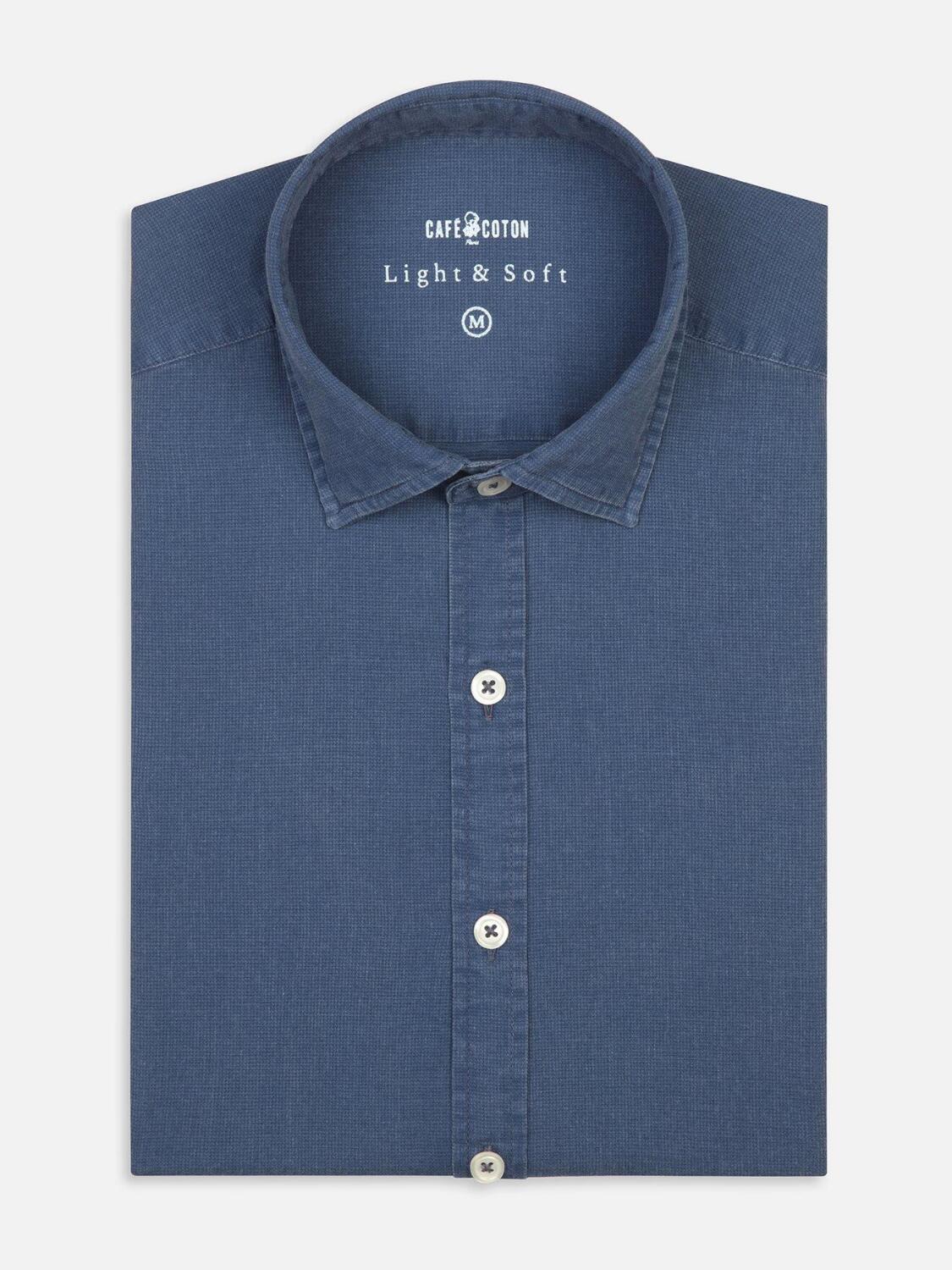 Navy piqu&eacute; shirt