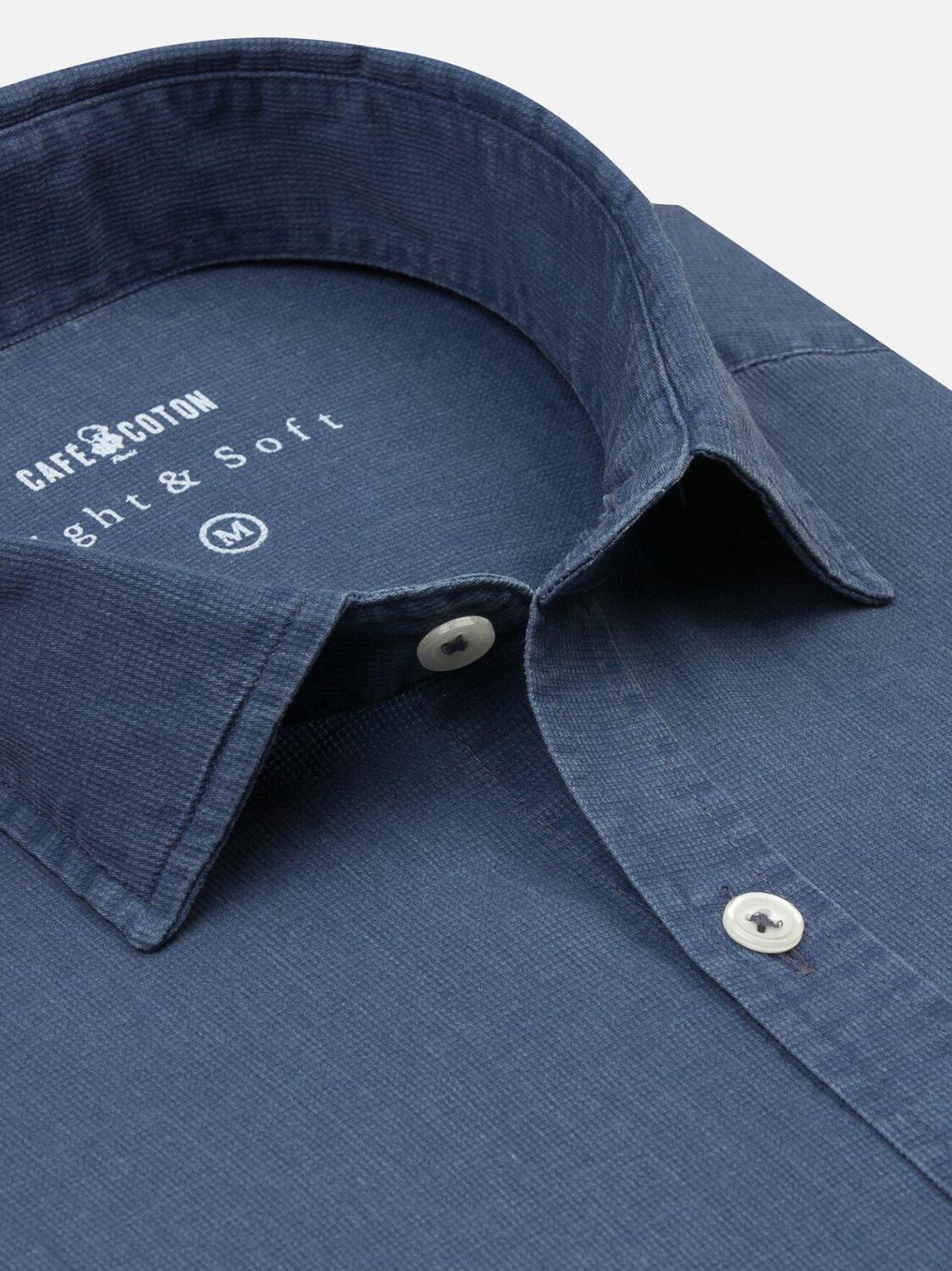 Navy piqu&eacute; shirt