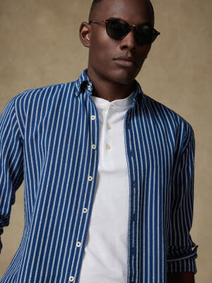 Chemise Rag &agrave; rayures indigo