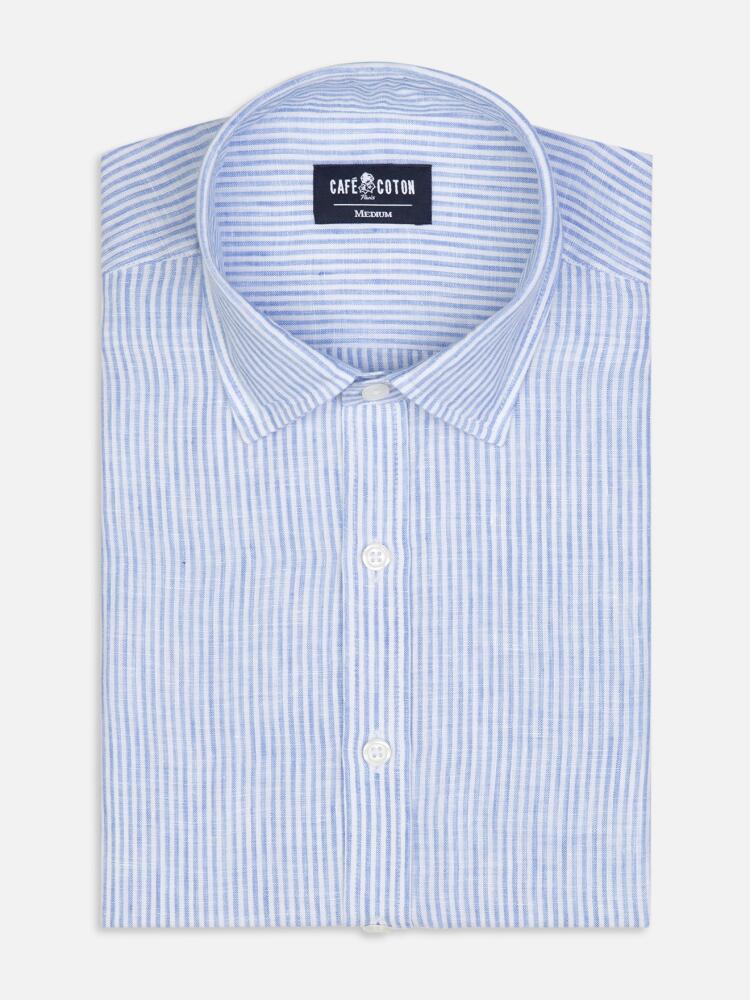 Randy shirt in linen with sky blue stripes