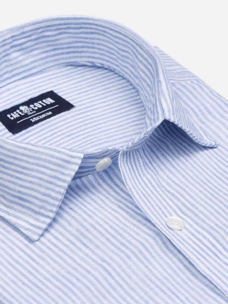 Randy shirt in linen with sky blue stripes