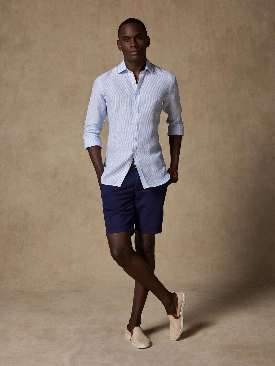 Chemise Randy en lin à rayures ciel