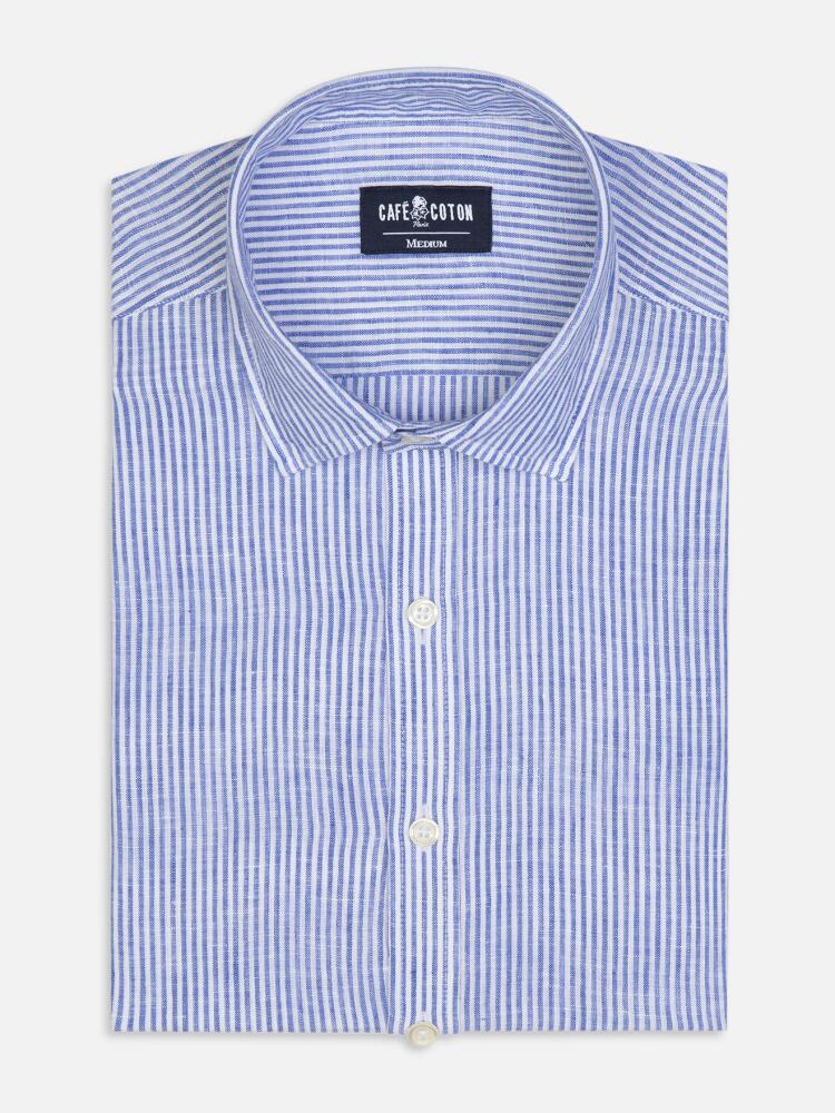 Randy shirt in blue linen stripes