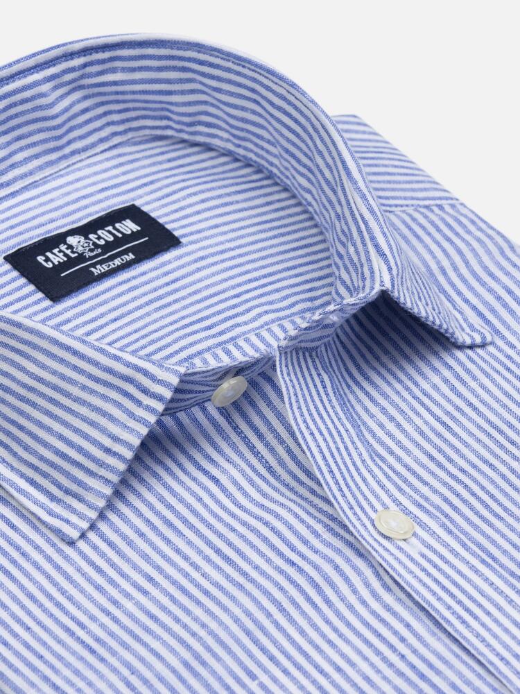 Randy shirt in blue linen stripes