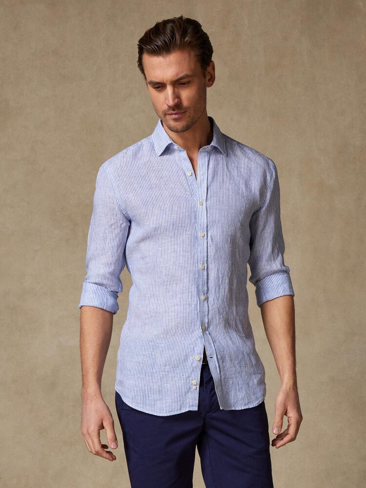 Chemise Randy en lin à rayures bleues