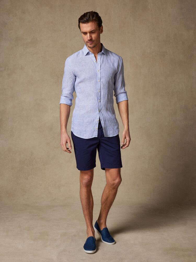 Randy shirt in blue linen stripes