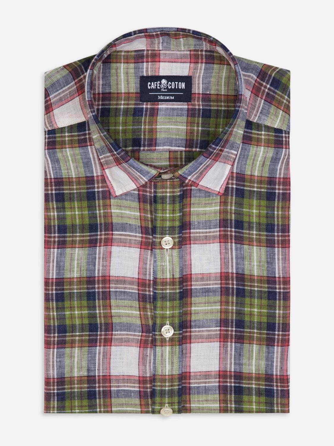 Ryan overhemd in linnen ruitmotief