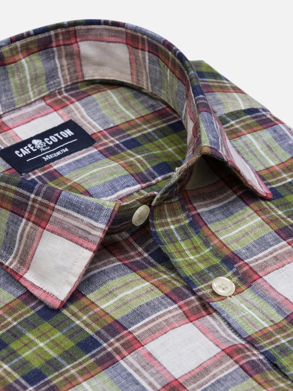 Ryan overhemd in linnen ruitmotief