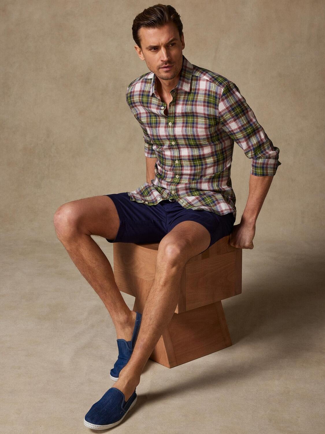 Ryan overhemd in linnen ruitmotief