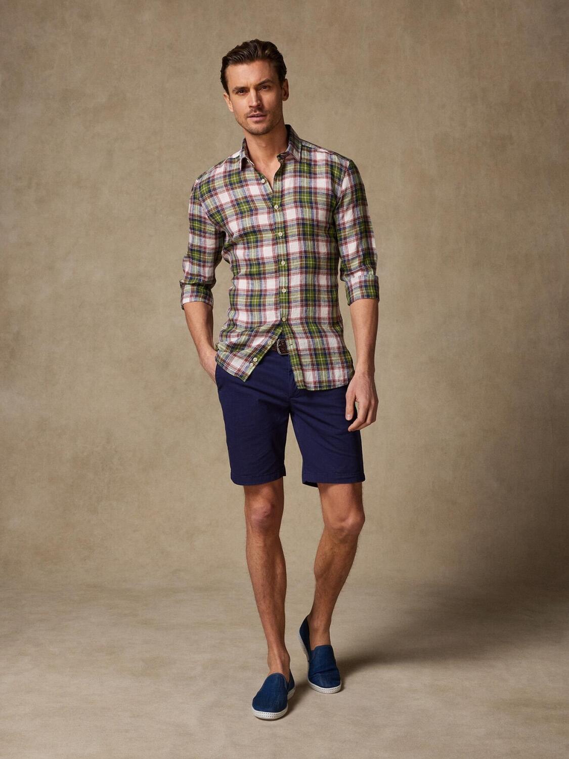 Ryan overhemd in linnen ruitmotief