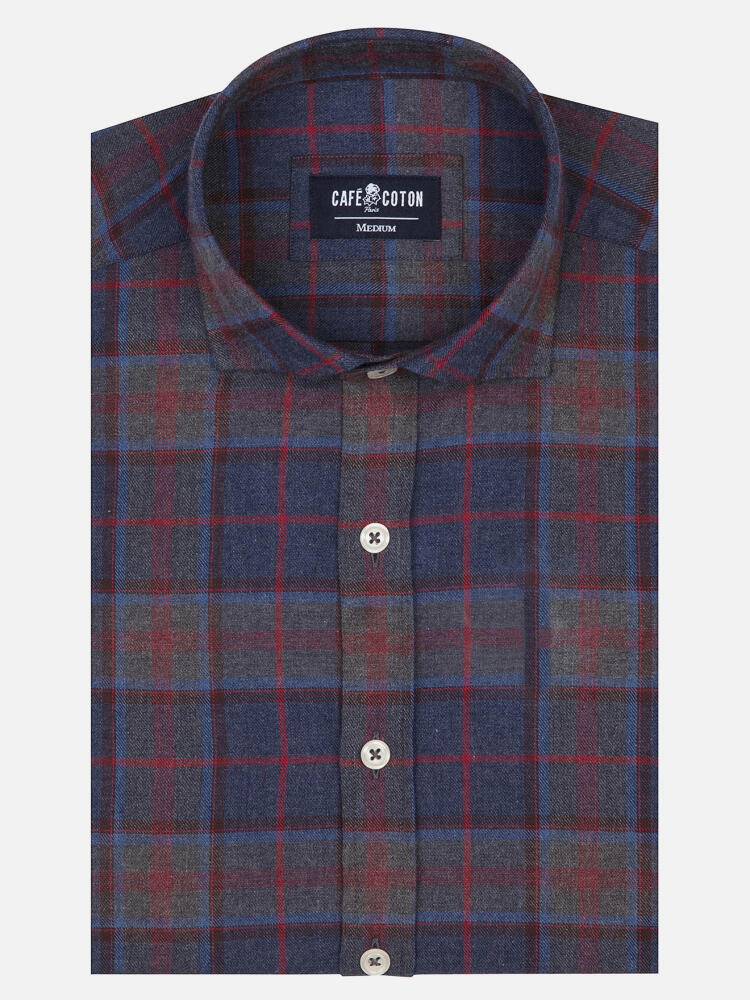 Chemise Shaw marine à motif tartan