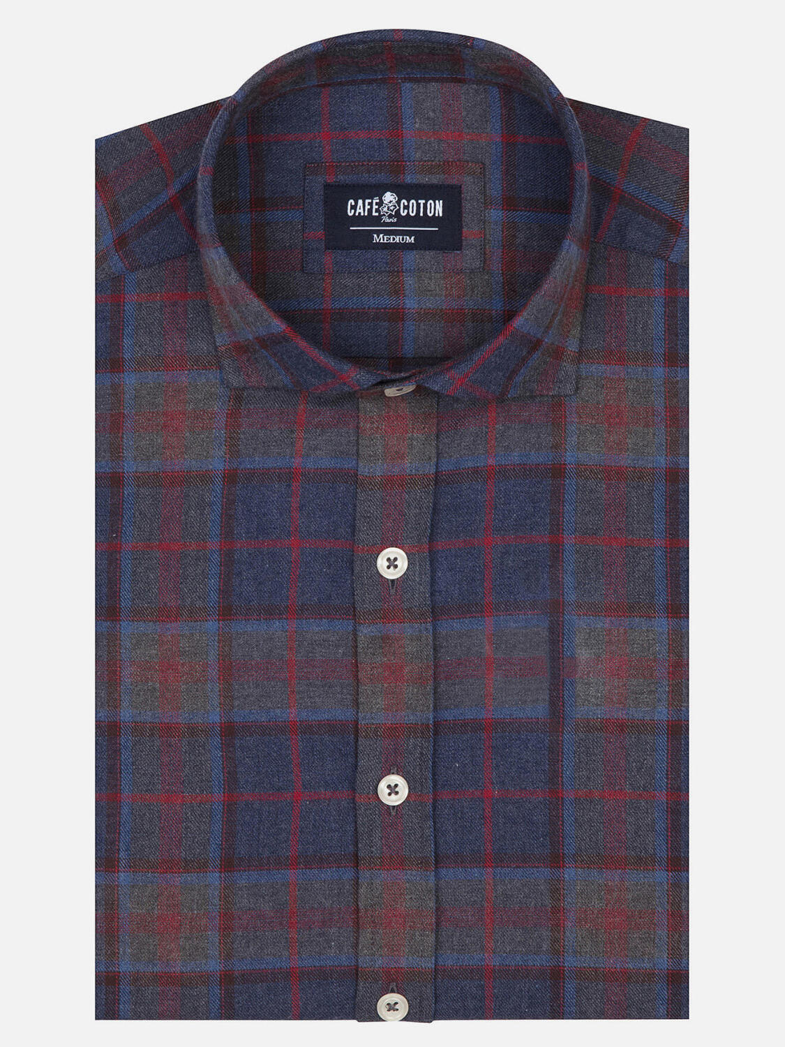 Chemise Shaw marine &agrave; motif tartan