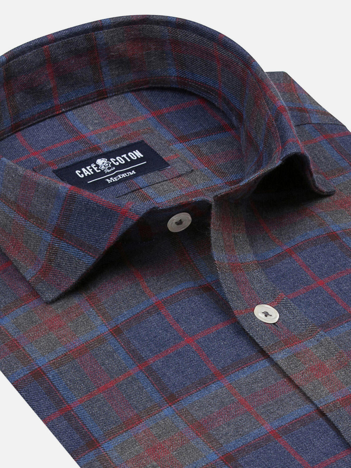 Chemise Shaw marine &agrave; motif tartan