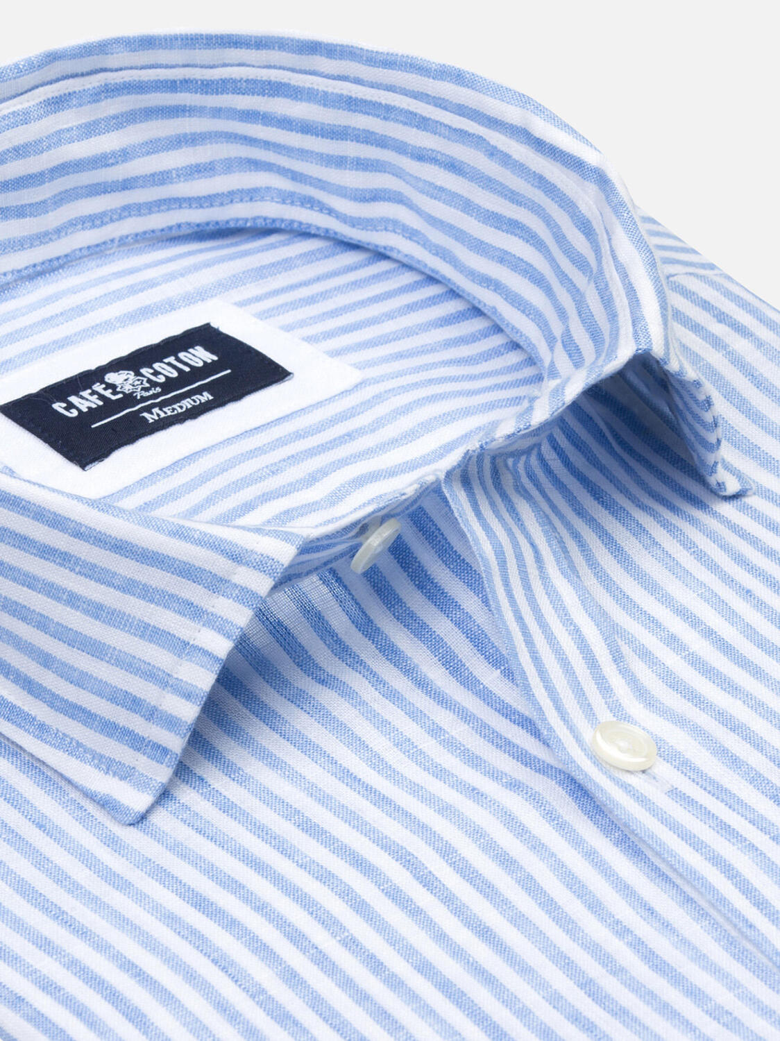 Chemise cintrée Andy à rayures ciel