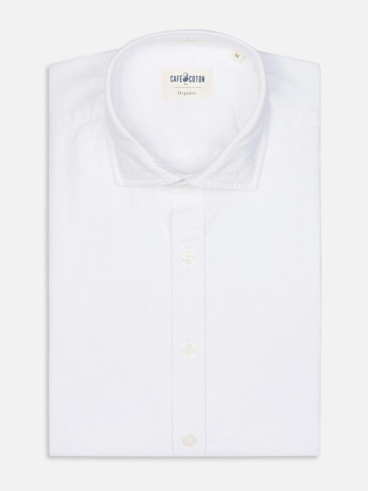 Chemise cintrée bio en oxford lavé blanc