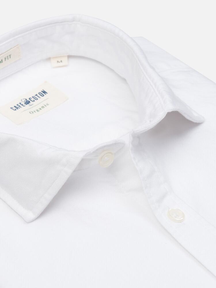 Chemise cintrée bio en oxford lavé blanc