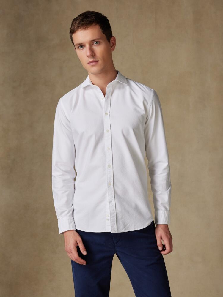 Chemise cintrée bio en oxford lavé blanc