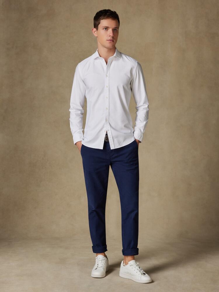 Chemise cintrée bio en oxford lavé blanc