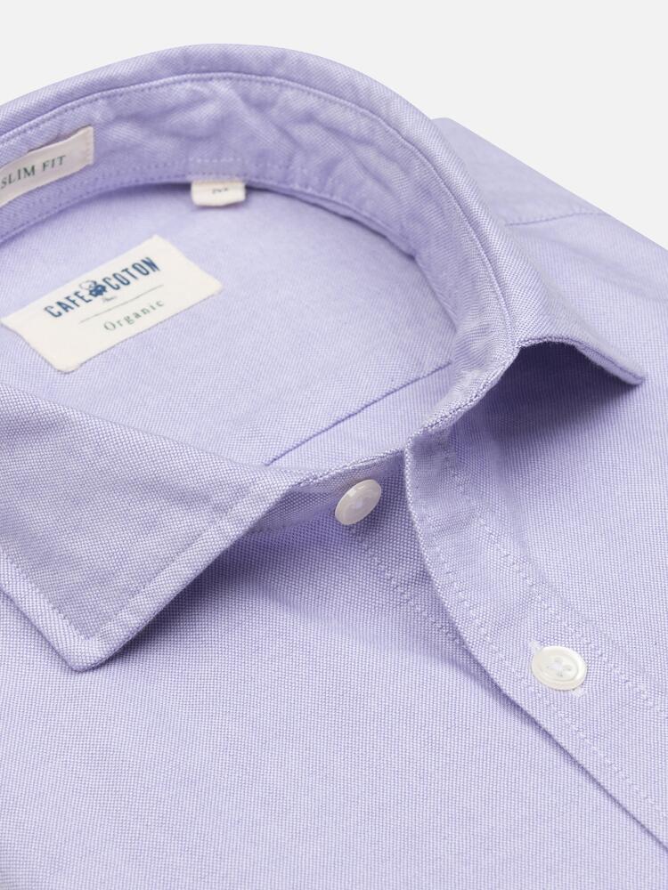 Chemise cintrée bio en oxford lavé parme