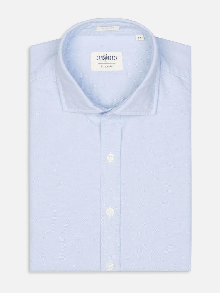 Chemise cintrée bio en oxford lavé ciel