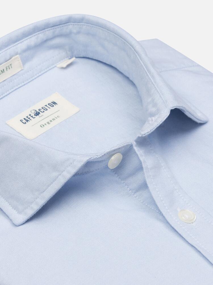 Chemise cintrée bio en oxford lavé ciel