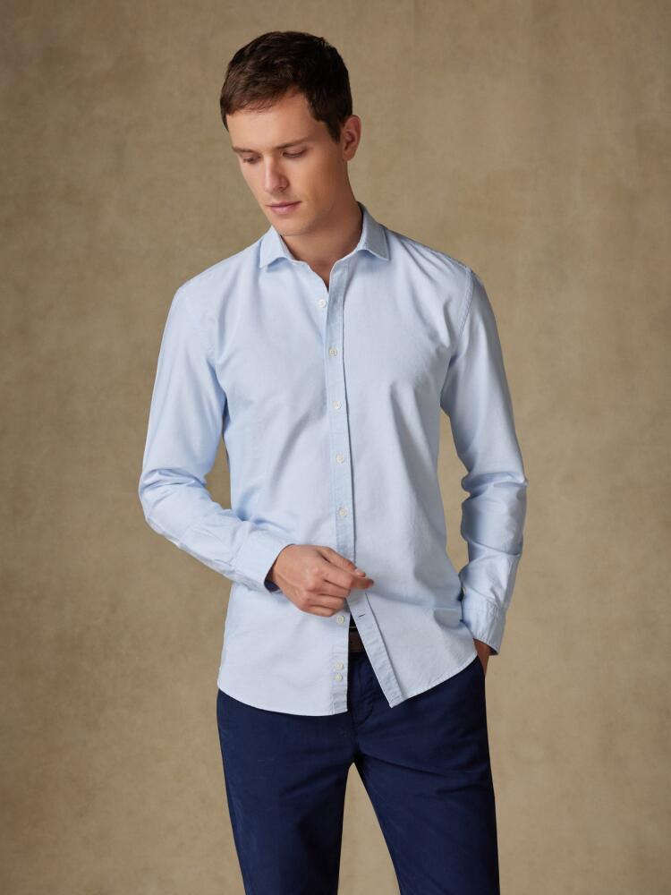 Chemise cintrée bio en oxford lavé ciel