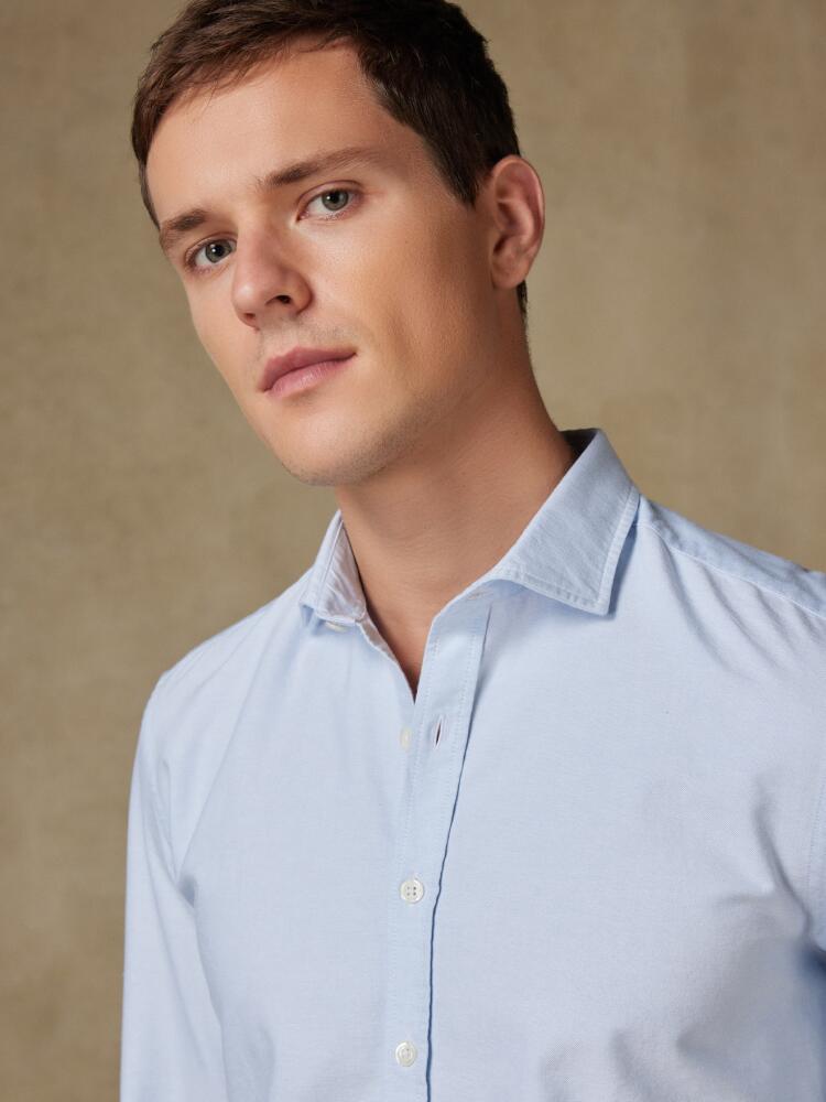 Chemise cintrée bio en oxford lavé ciel