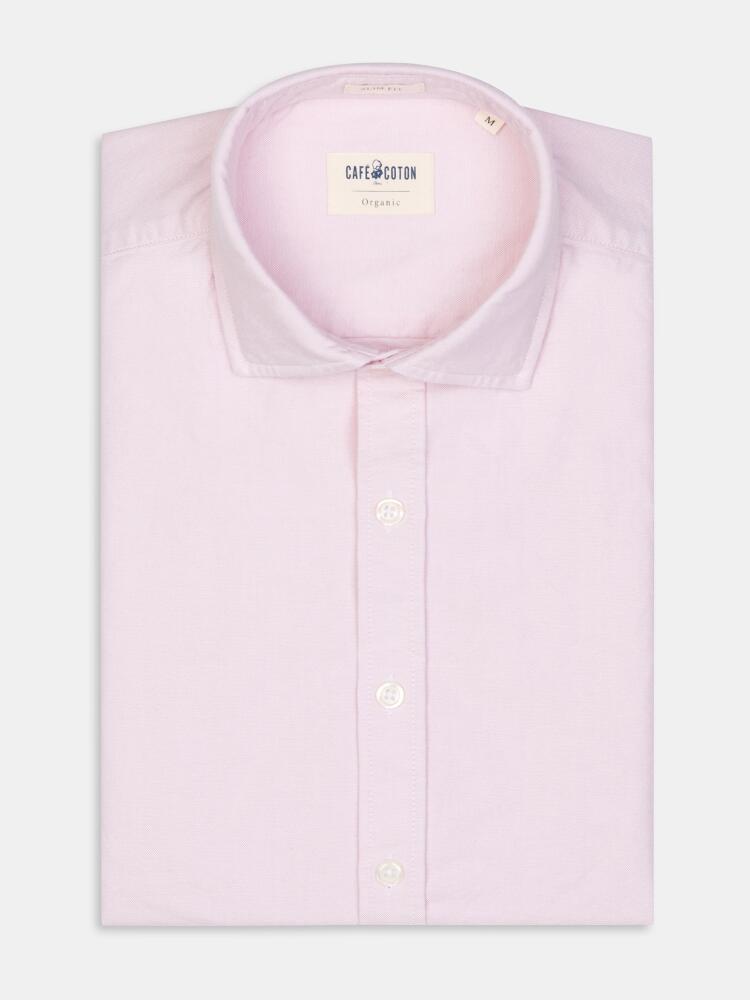 Roze biologisch gewassen oxford Slim fit overhemd