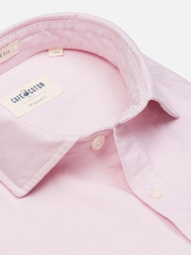 Chemise cintrée bio en oxford lavé rose