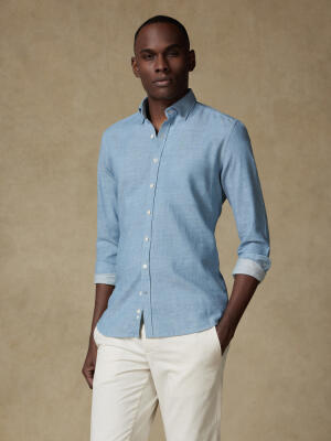 Chemise cintr&eacute;e Chad en denim ciel
