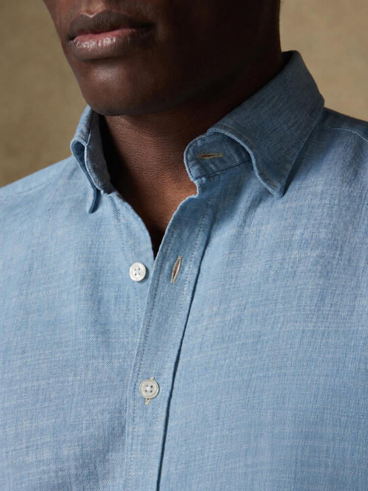 Chemise cintr&eacute;e Chad en denim ciel
