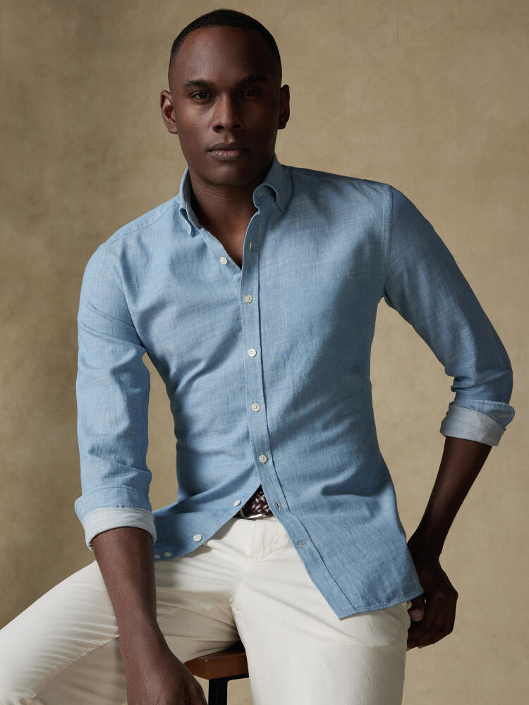 Chemise cintr&eacute;e Chad en denim ciel