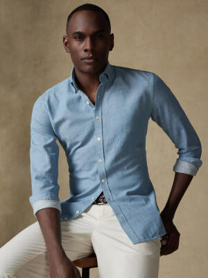 Chemise cintr&eacute;e Chad en denim ciel