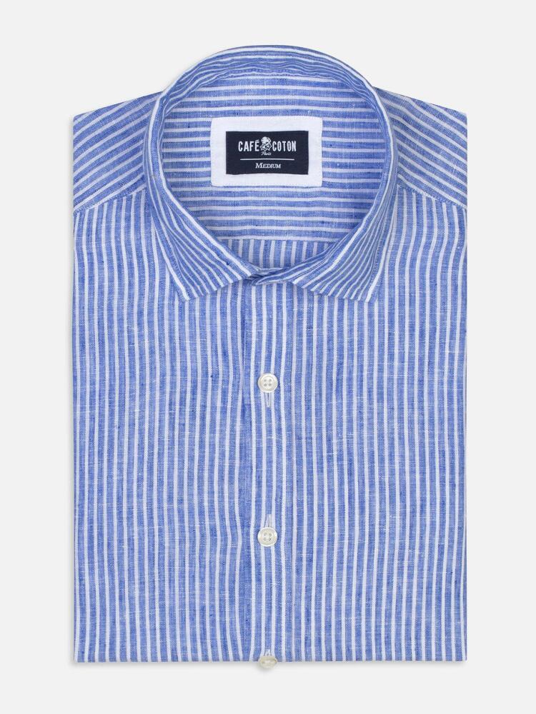 Chemise cintrée Clint en lin à rayures bleues