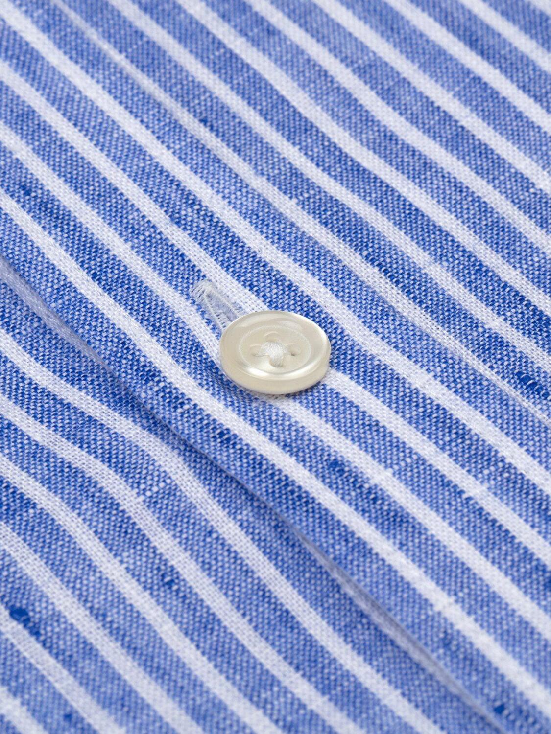 Chemise cintrée Clint en lin à rayures bleues