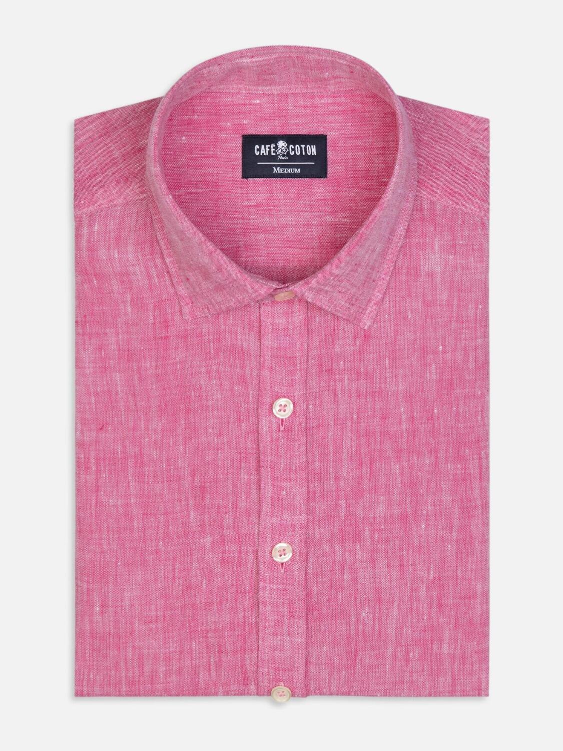 Camicia aderente Cody in lino fucsia