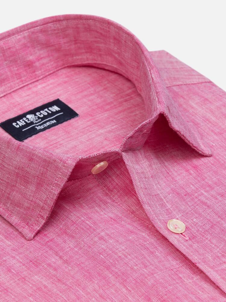 Camicia aderente Cody in lino fucsia