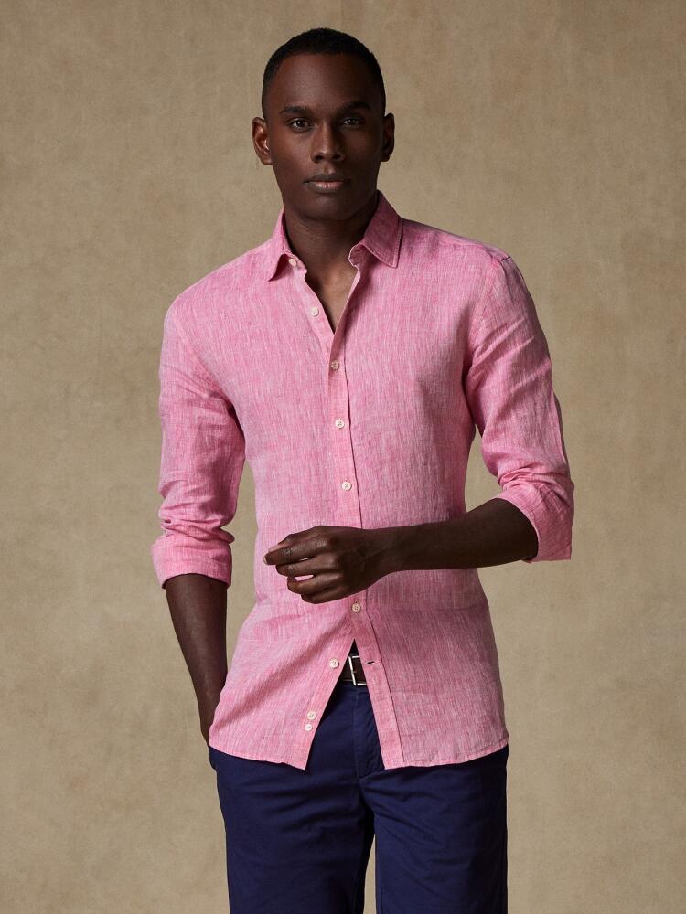 Camicia aderente Cody in lino fucsia