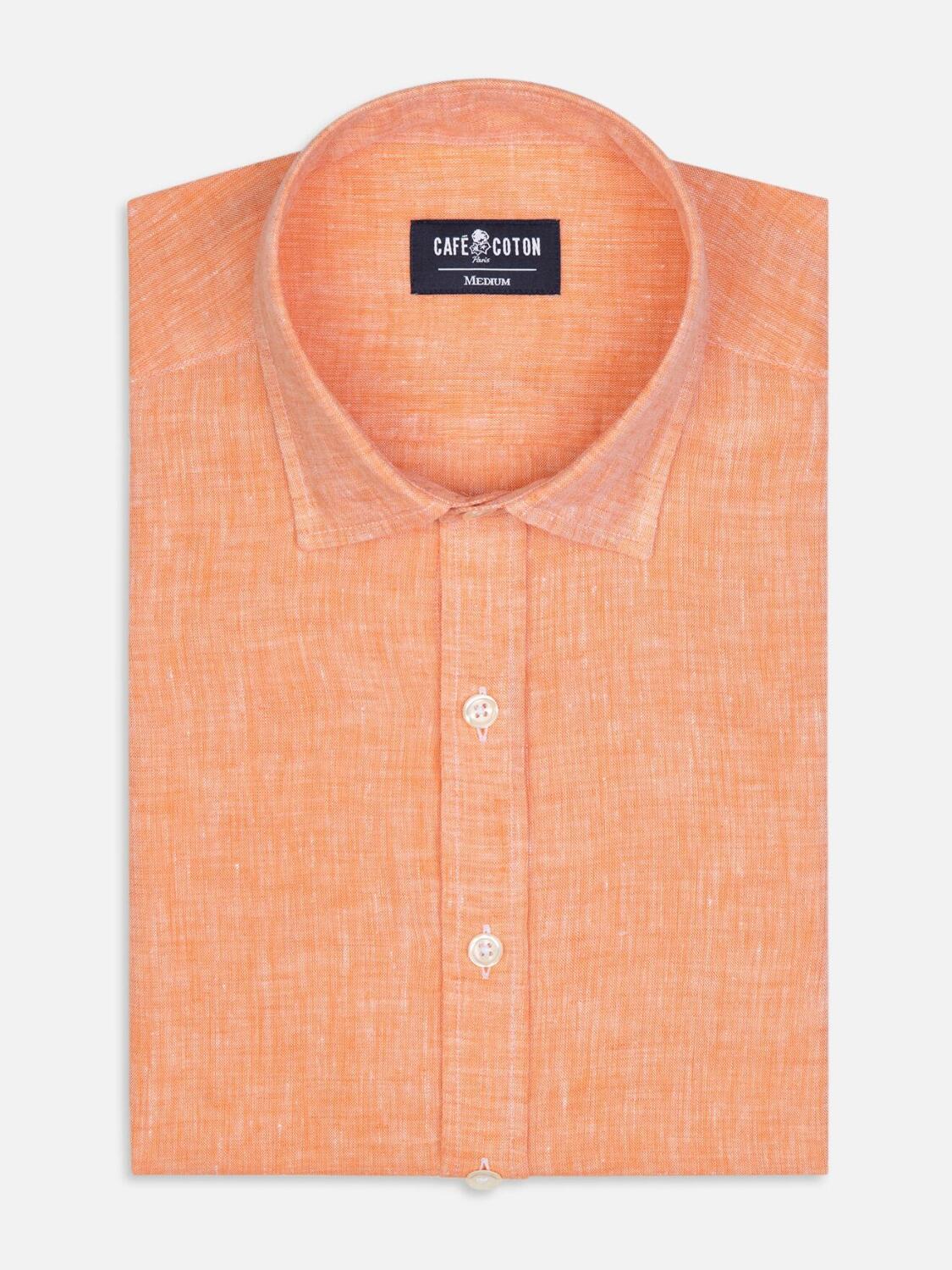 Camicia aderente Cody in lino arancione
