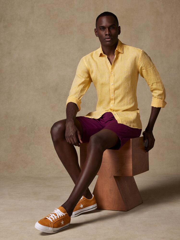 Cody slim fit shirt in yellow linen