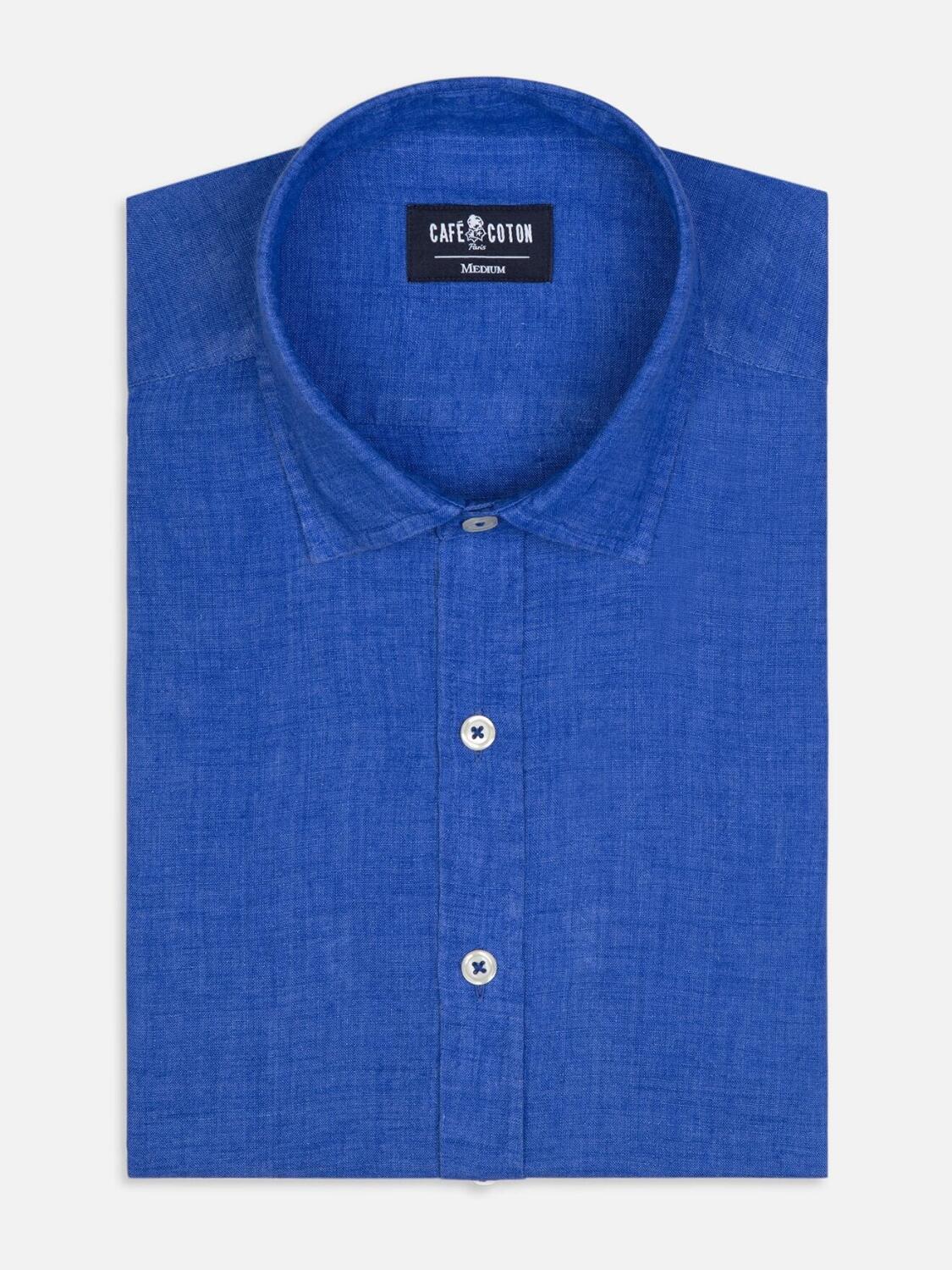 Chemise cintrée Cody en lin indigo