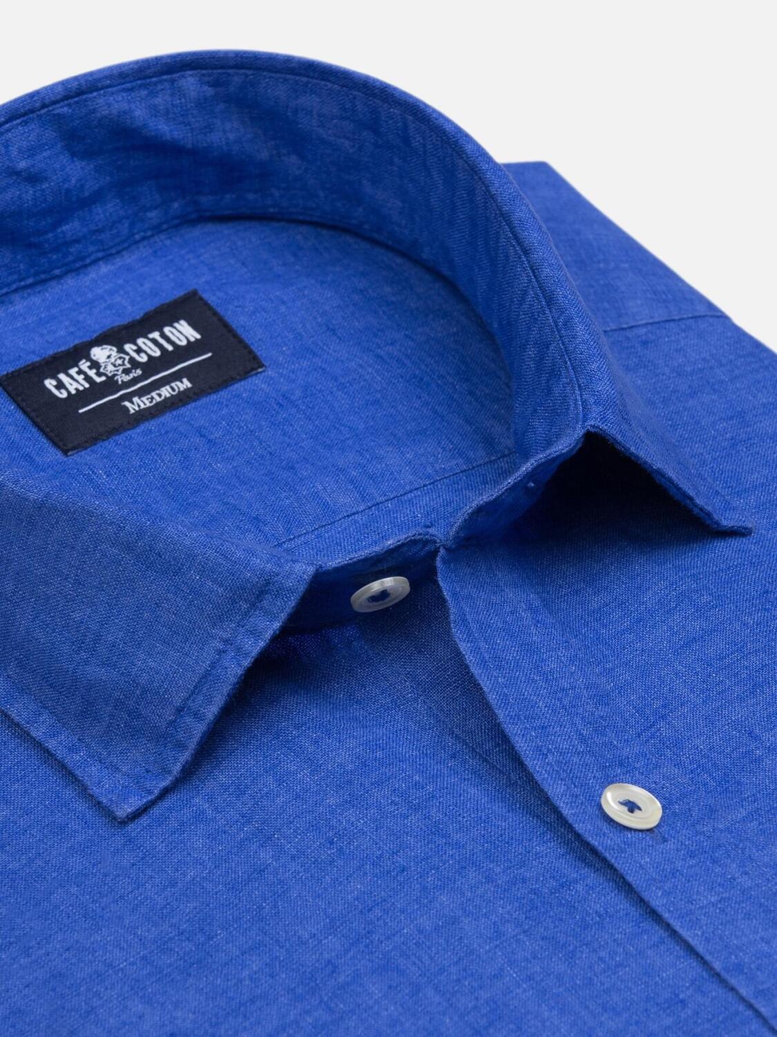 Chemise cintrée Cody en lin indigo