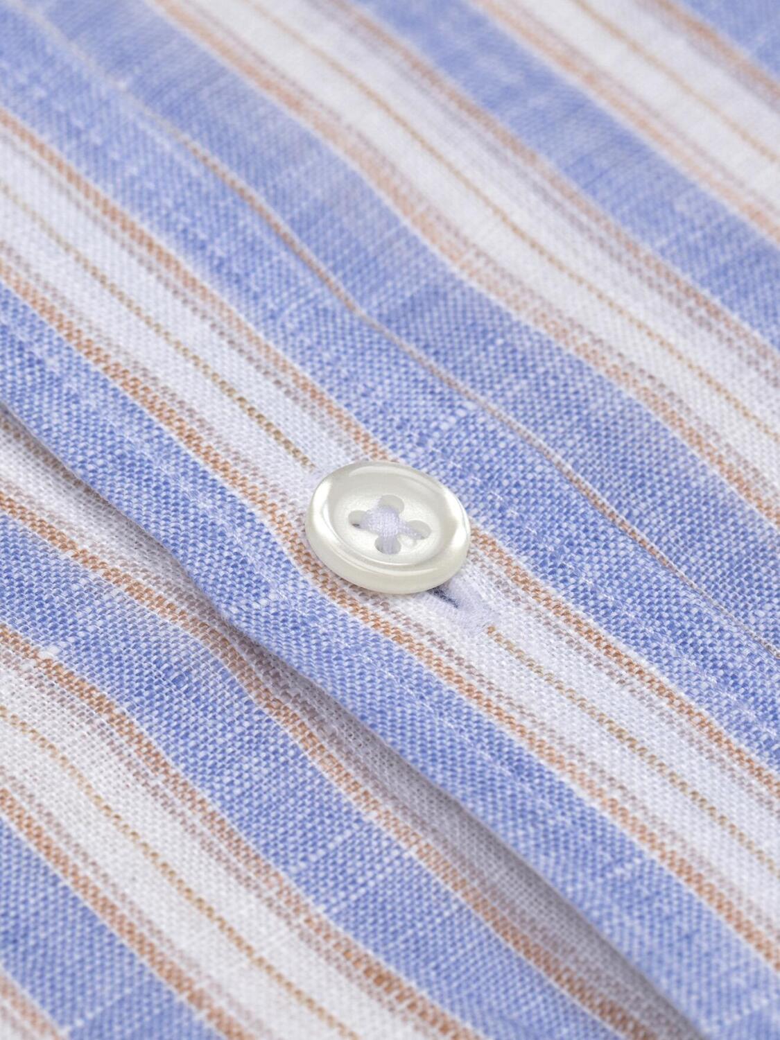 Chemise cintrée Colin en lin à rayures bleues