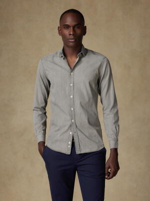 Chemise cintr&eacute;e Darcy en denim gr&egrave;ge